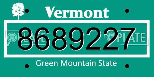 8689227 Vermont License Plate