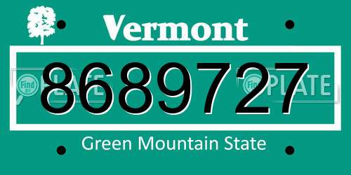 8689727 Vermont License Plate