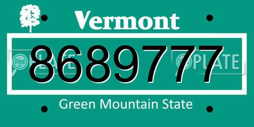8689777 Vermont License Plate