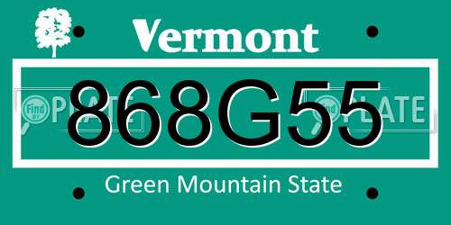868G55 Vermont License Plate