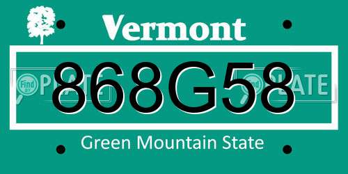 868G58 Vermont License Plate