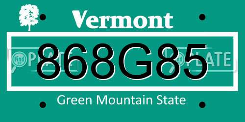 868G85 Vermont License Plate
