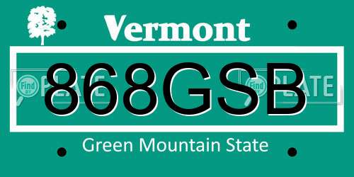 868GSB Vermont License Plate