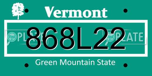 868L22 Vermont License Plate