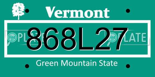 868L27 Vermont License Plate