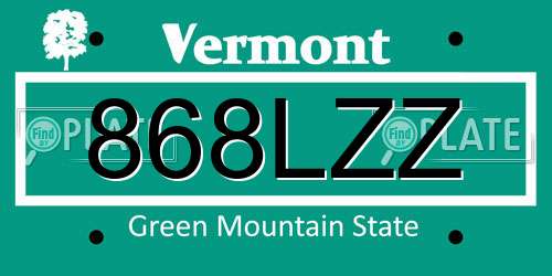 868LZZ Vermont License Plate