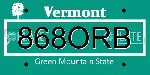868ORB Vermont License Plate