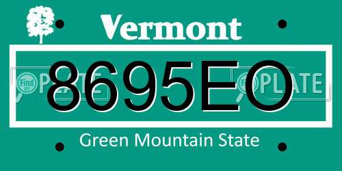 8695EO Vermont License Plate