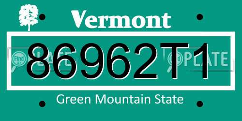 86962T1 Vermont License Plate