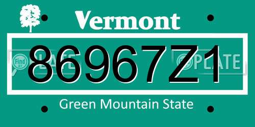 86967Z1 Vermont License Plate