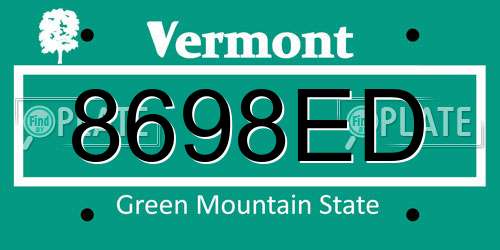 8698ED Vermont License Plate