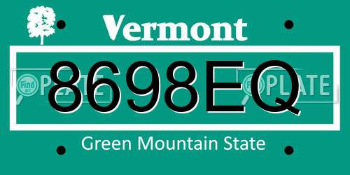 8698EQ Vermont License Plate