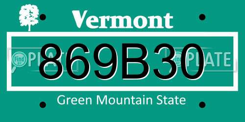 869B30 Vermont License Plate