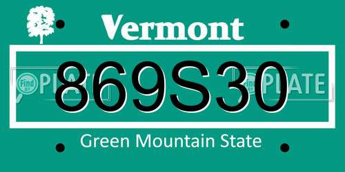 869S30 Vermont License Plate