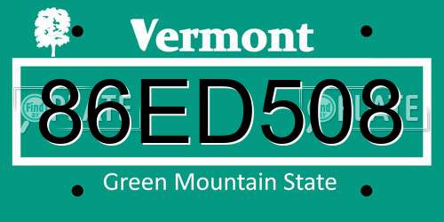 86ED508 Vermont License Plate