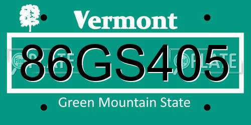 86GS405 Vermont License Plate