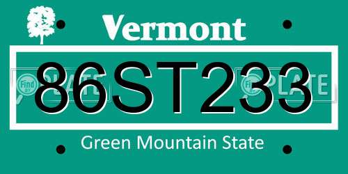 86ST233 Vermont License Plate