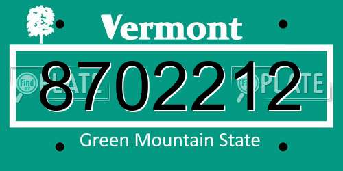 8702212 Vermont License Plate