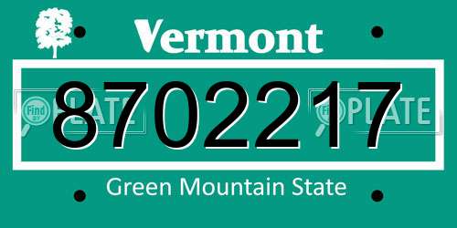 8702217 Vermont License Plate