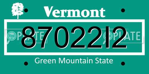 87022I2 Vermont License Plate