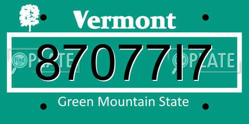 87077I7 Vermont License Plate