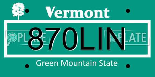 870LIN Vermont License Plate