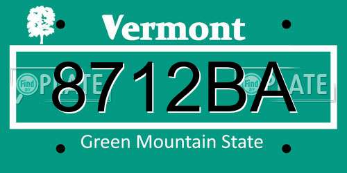 8712BA Vermont License Plate