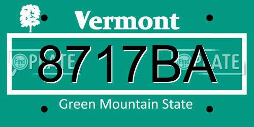 8717BA Vermont License Plate