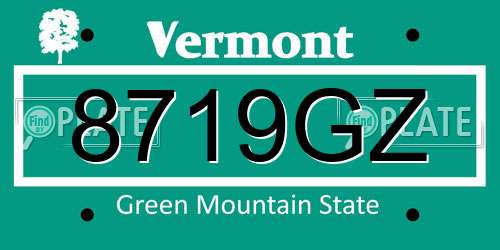 8719GZ Vermont License Plate