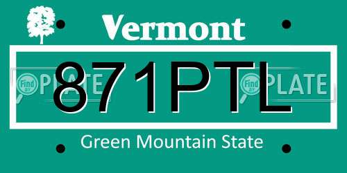 871PTL Vermont License Plate