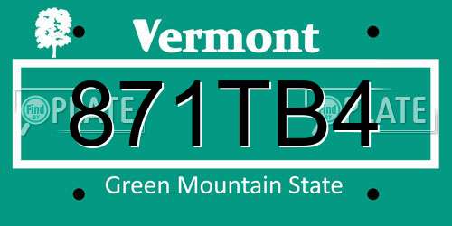 871TB4 Vermont License Plate