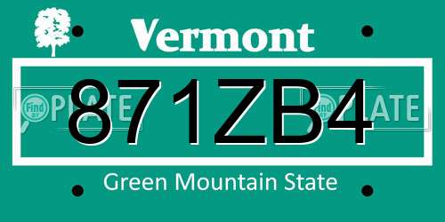 871ZB4 Vermont License Plate