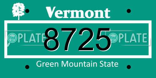 8725 Vermont License Plate