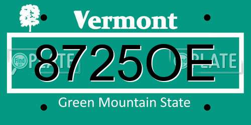 8725OE Vermont License Plate