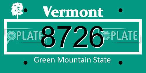 8726 Vermont License Plate