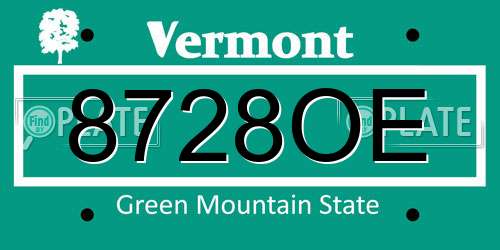 8728OE Vermont License Plate