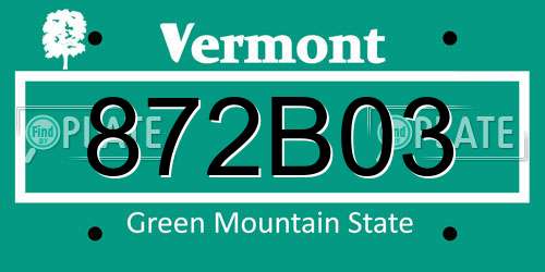 872B03 Vermont License Plate