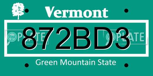 872BD3 Vermont License Plate