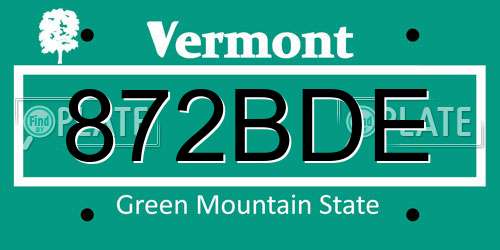 872BDE Vermont License Plate