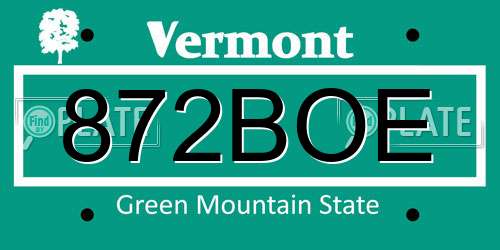 872BOE Vermont License Plate