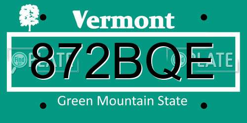 872BQE Vermont License Plate