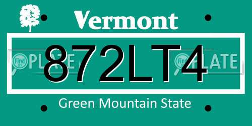 872LT4 Vermont License Plate