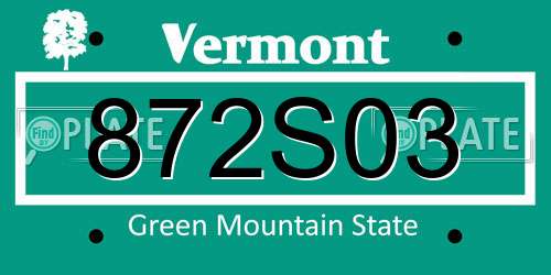 872S03 Vermont License Plate