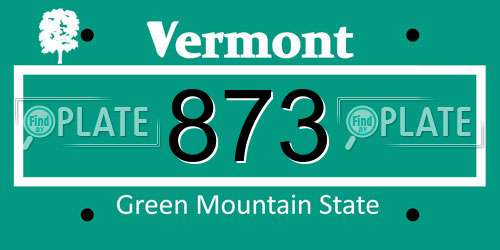 873 Vermont License Plate