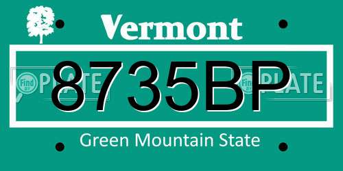 8735BP Vermont License Plate