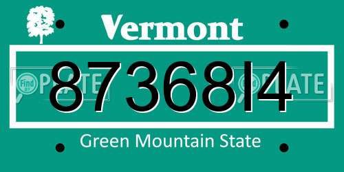 87368I4 Vermont License Plate