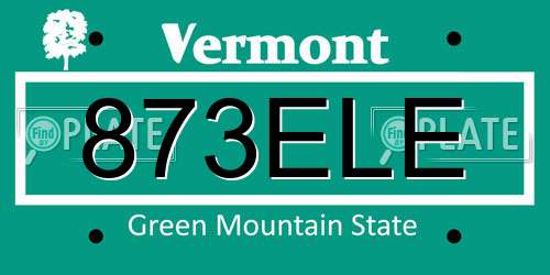 873ELE Vermont License Plate