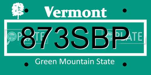 873SBP Vermont License Plate