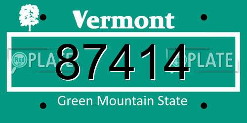 87414 Vermont License Plate