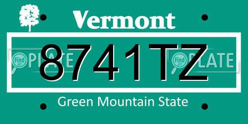 8741TZ Vermont License Plate